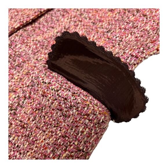 Vintage Neiman Marcus Wool Blend Tweed Blazer 10 Pink Jacket Career - Picture 12 of 16